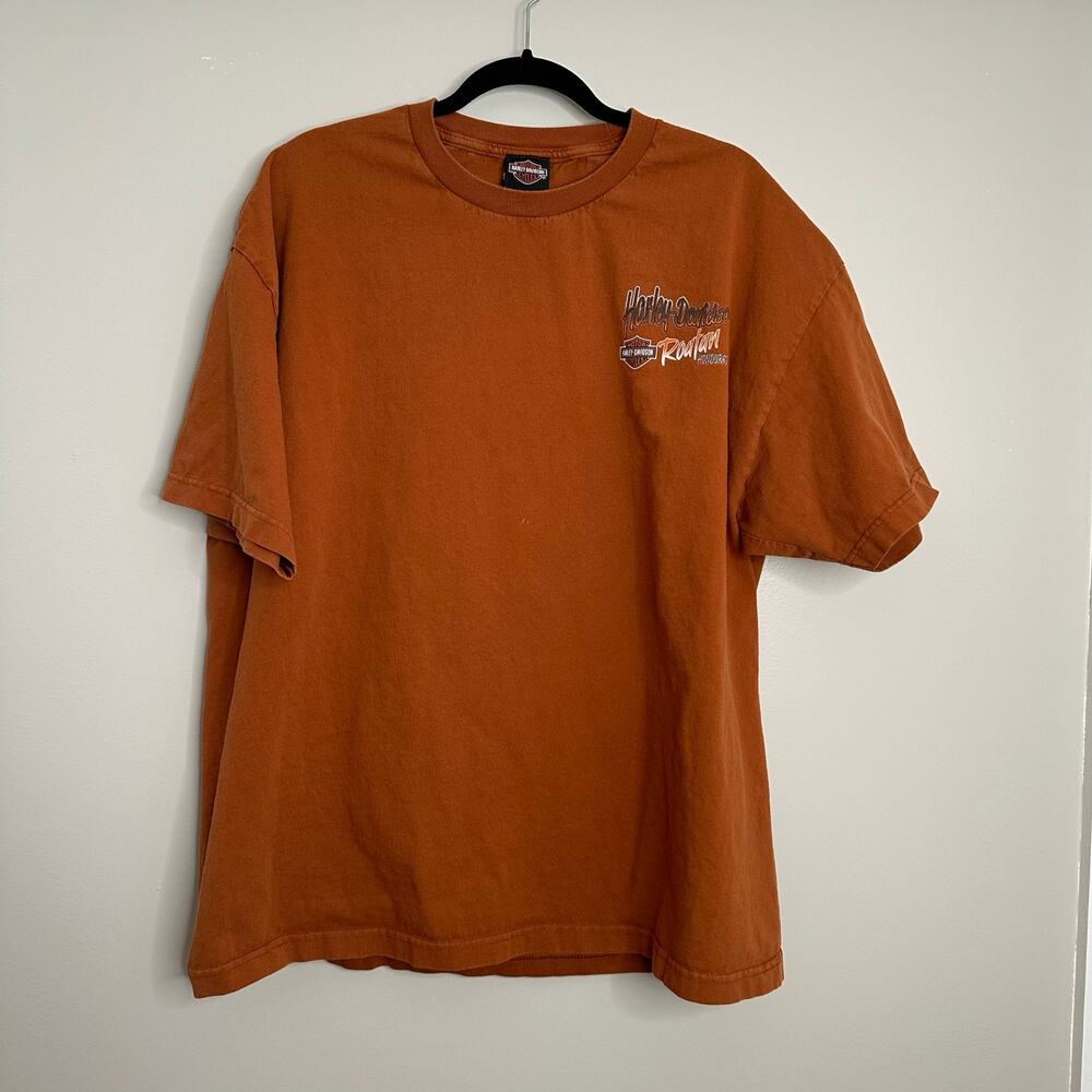 Harley Davidson T-Shirt Mens 2XL Orange Good Roatan Honduras Marlin Graphic Tee